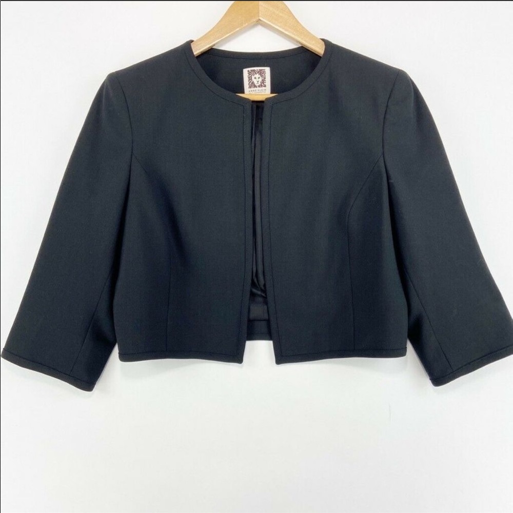 Anne Klein Suit Jacket Blazer Black 3/4 Sleeve 6